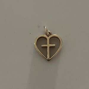 James Avery vintage retired 14k gold heart and cross charm